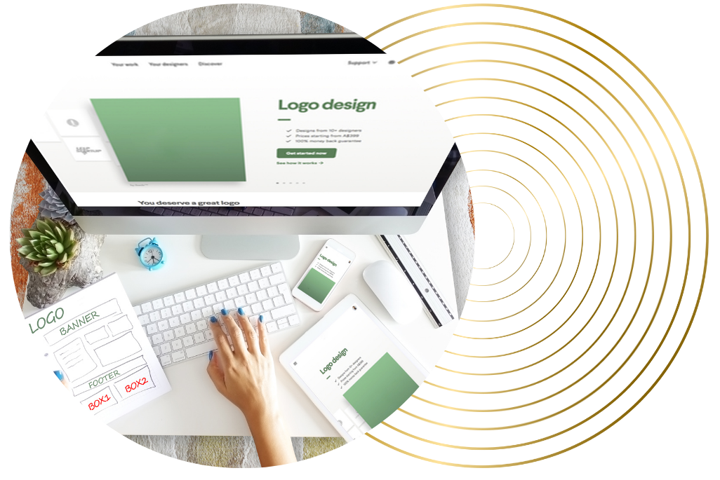 Rédaction de contenus Création d'images Création vidéos Logos Cartes visite Plaquettes Affiches Flyers Design Réseaux sociaux Design Marketing E-mailing par Prestige Web Agency